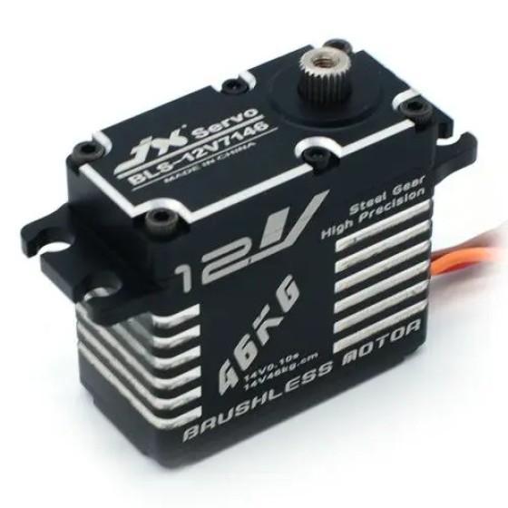 JX Servo BLS-12V7146 46KG 12V High Precision Steel Gear Full CNC Aluminium Shell Structure Digital Brushless Standard Servo